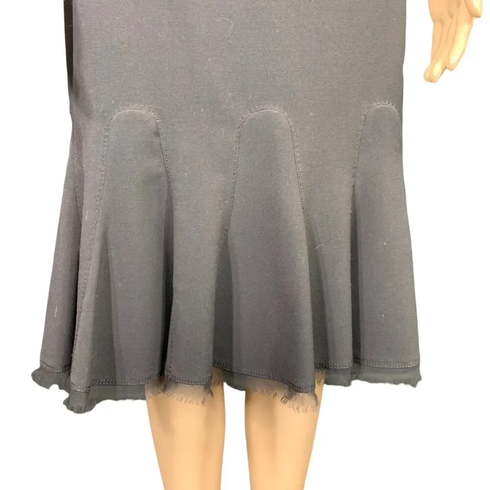 T Tahari Womens Midi Skirt Bramble Ruffle Hem Tulle Trim Career Black Size 4